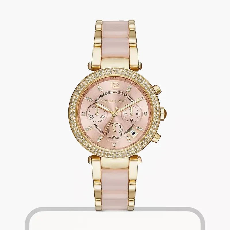 Michael Kors Parker Pink Dial Two-tone Ladies Watch- MK6326